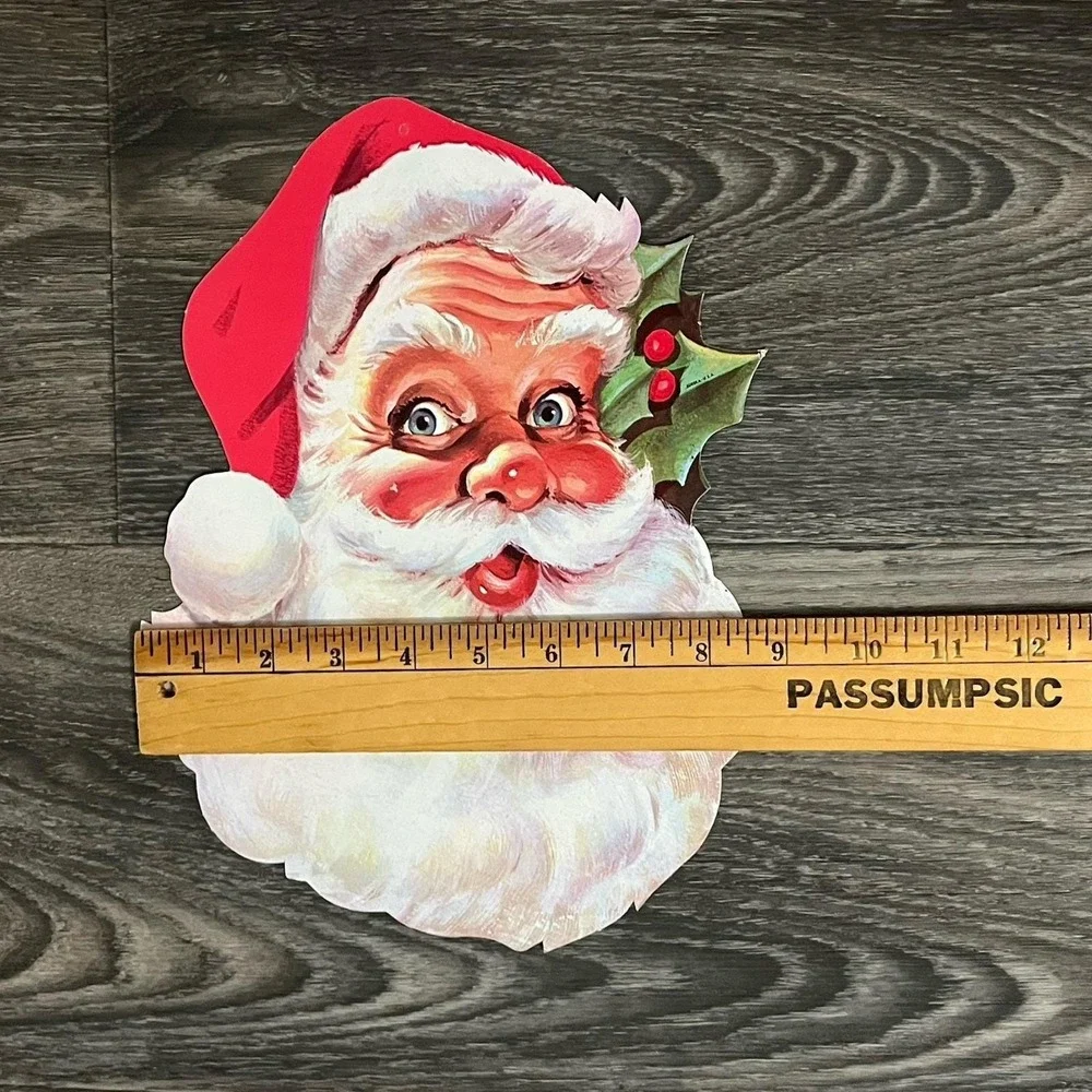 Vintage Lot Of 4 Eureka Santa Claus Die Cut Cardboard Window Wall Decor USA